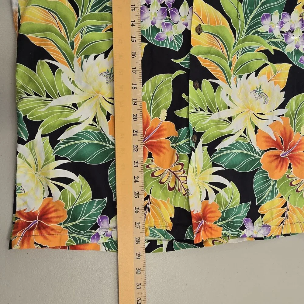 Pacific Legend Shirt Hawaiian Tropical Flowers Leaf Men's L Vintage